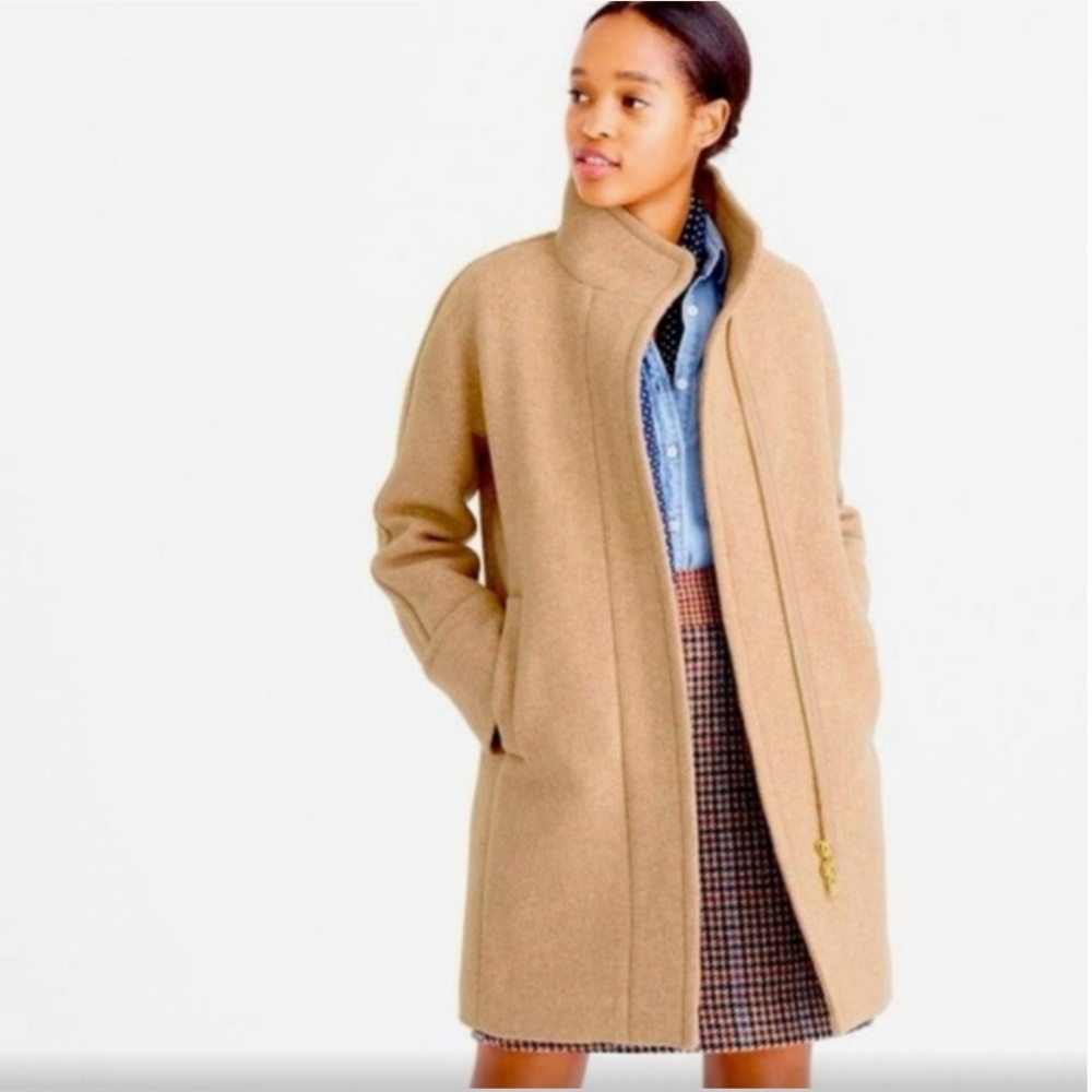 J. CREW Cocoon Coat Jacket Womens 00P Sandstone Italian Stadium Cloth Wool